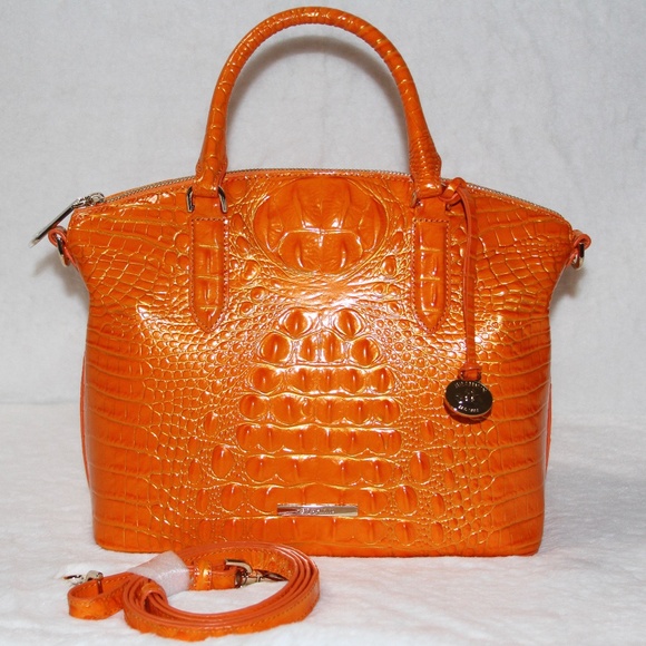 NWT BRAHMIN Duxbury Satchel Leather Purse Handbag Mango Orange - Picture 1 of 6